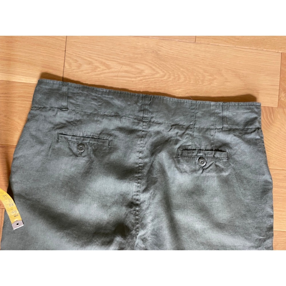 Tahari Olive 100% Linen High Waisted Wide Leg Utility Pants Ankle S14 - Picture 5 of 11